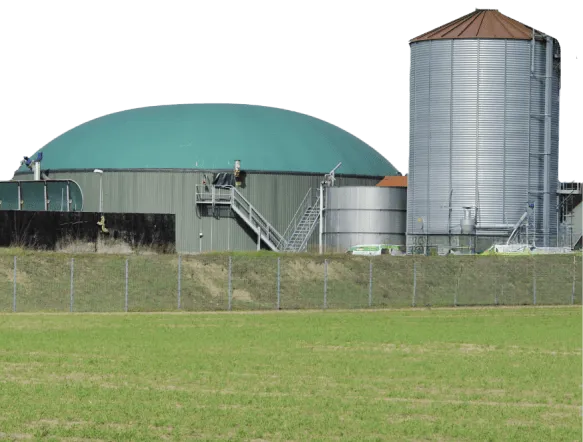 Biogas silo as a symbol for use in the field of energy generation.